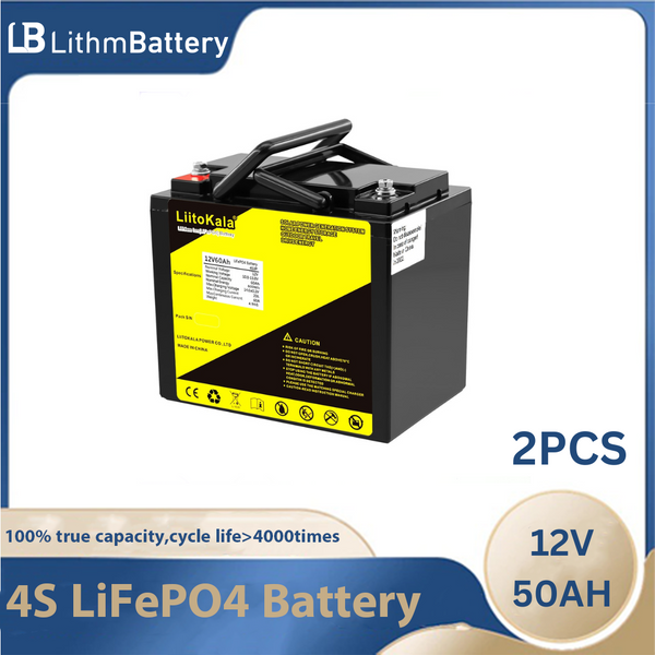 2pcs 12.8v 50AH 60AH lifepo4 battery with 50A BMS For 12V