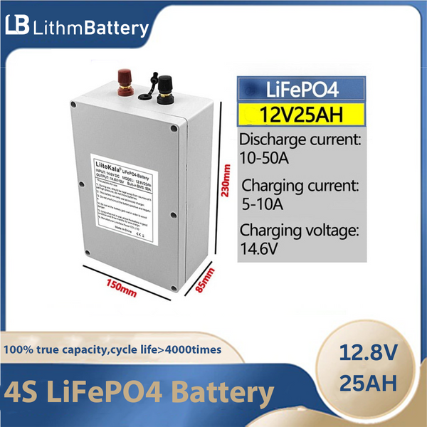 12V 25Ah LiFePO4 battery pack 12.8v 4S 50A BMS 12V UPS 12v