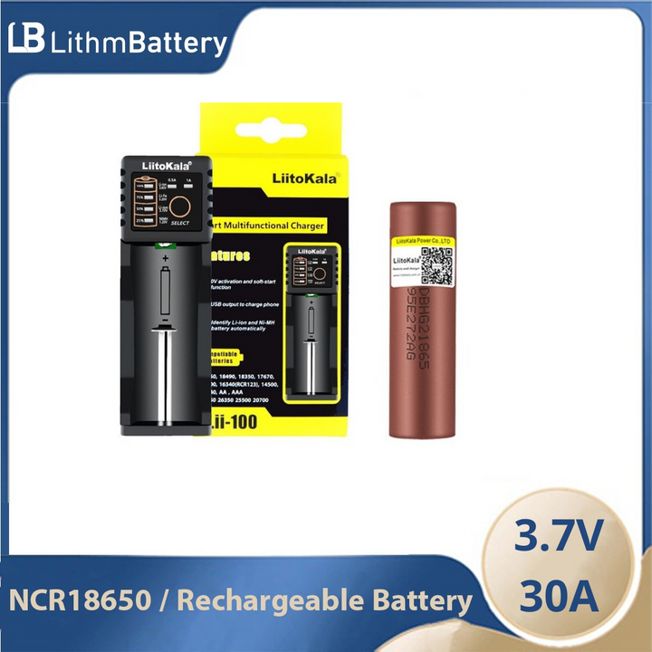 Lii-100 18650 battery charger+1pcs 3.7v 18650 HG2 3000mAh 30A