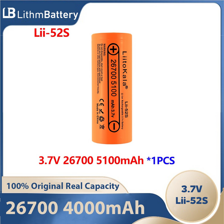 1PCS Lii-52S 26700 5100mAh High Capacity 3.7v battery