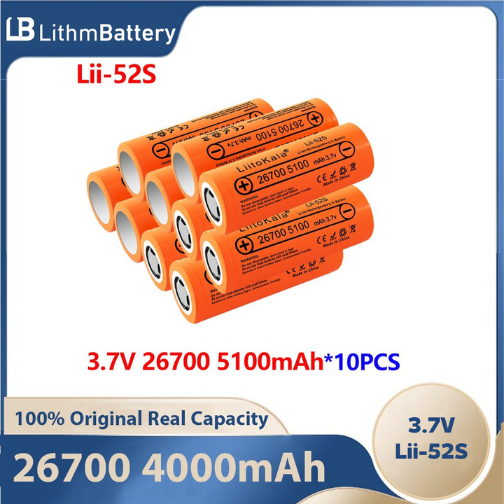 10PCS Lii-52S 26700 5000mAh High Capacity 3.7v battery