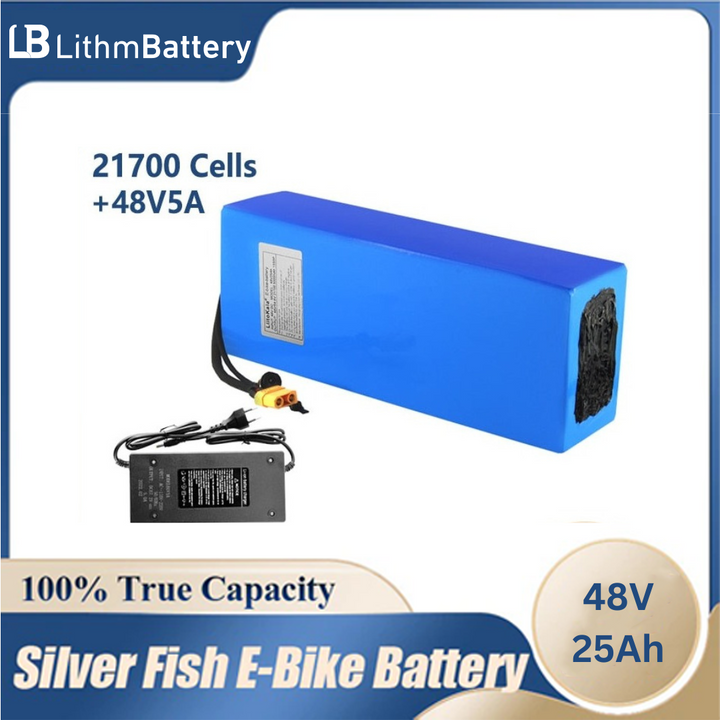 LiitoKala 48V 25ah 21700 5000mAh 13S5P Lithium Battery Pack 48V 25AH 1500W electric bicycle battery Built in 30A BMS T XT90 plug