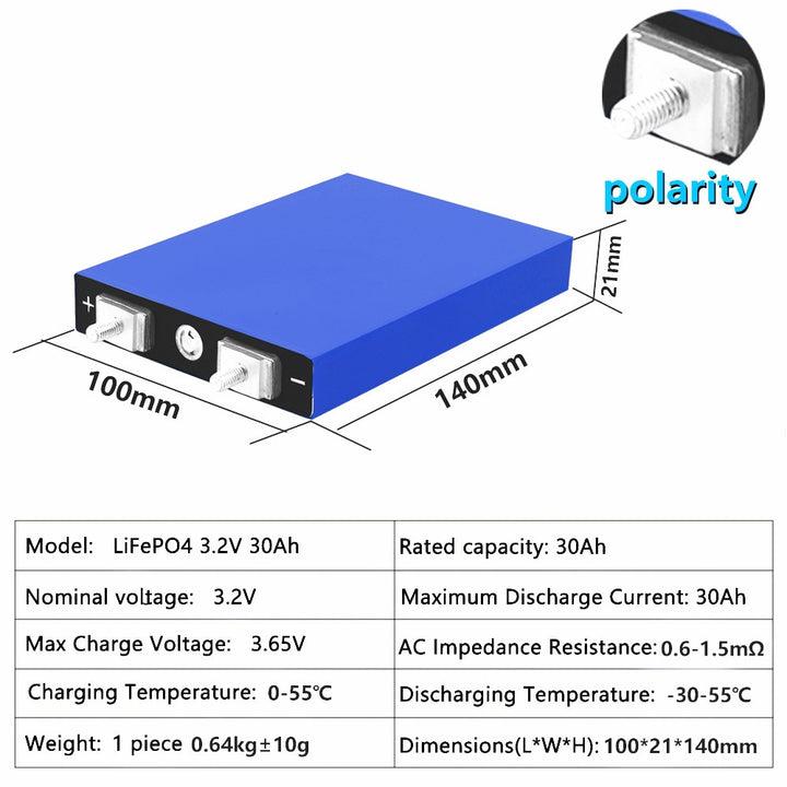 4PCS 3.2V 30Ah Phosphate Deep Cycles 12V 24V 36V 48V golf trolley