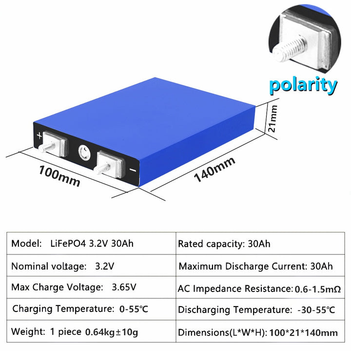 LiFePO4 battery 12V 24V 36V 48V solar energy UPS power 12pcs 3.2V 30Ah