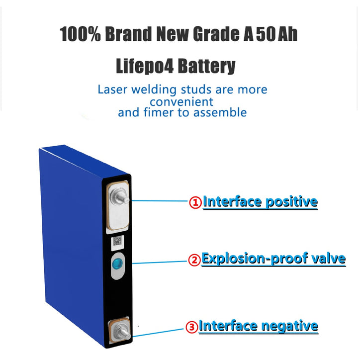 8pcs Lifepo4 3.2V 50Ah 1C-3C High Power 12V 50Ah Battery Pack
