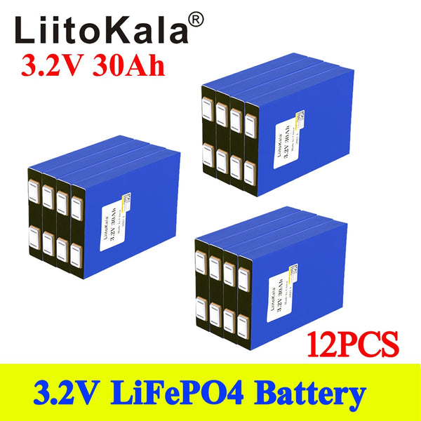 12pcs 3.2V 30Ah LiFePO4 Battery 24V 36V 48V Wind Power System RV Car