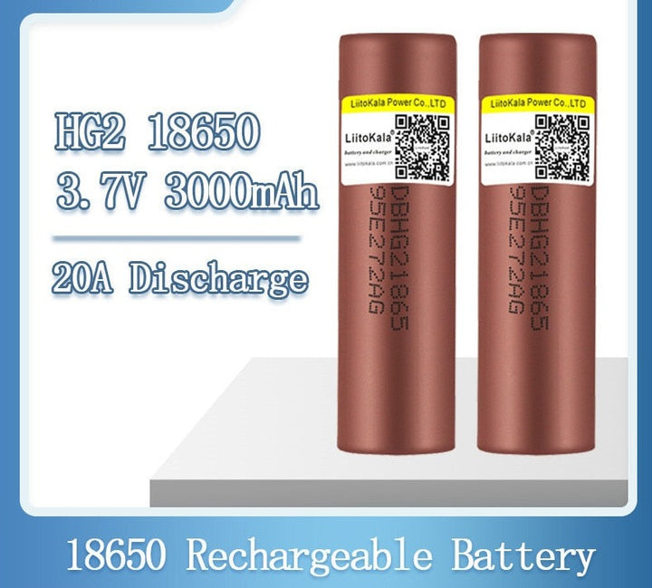 Lii-202 18650 battery charger+2pcs 3.7v HG2 3000mAh 30A