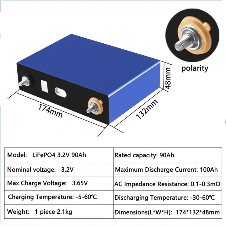 1PCS 3.2v 90Ah 105h battery high 12V 24V Solar Inverter Electric