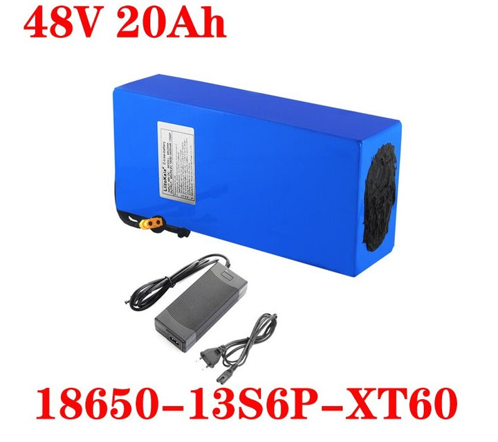 batteries 48V 20ah 13S6P 20AH 1000W E_bicycle 20A BMS 54.6V 2A charger
