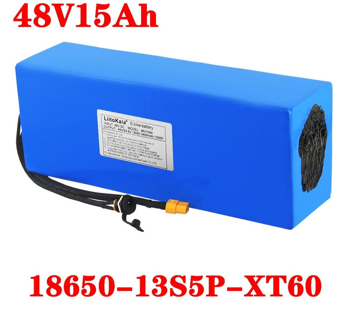 48V 15Ah 18650 E-bike battery 1000W XT60 plug 54.6V Charger