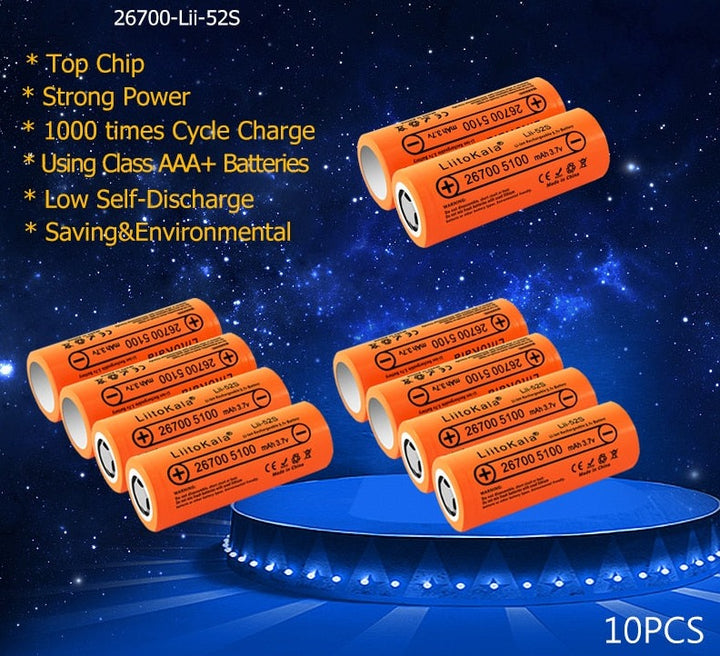 10PCS Lii-52S 26700 5000mAh High Capacity 3.7v battery