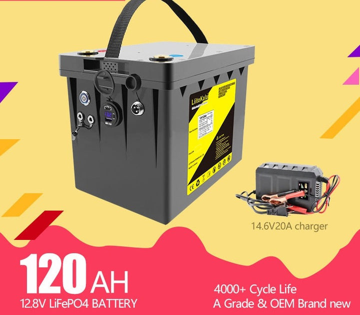 12V Lifepo4 battery 120ah 100ah BMS rechargeable Inverter