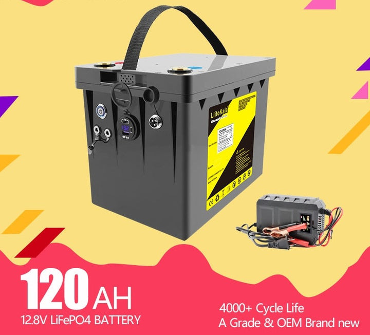 12V Lifepo4 battery 120ah 100ah BMS rechargeable Inverter