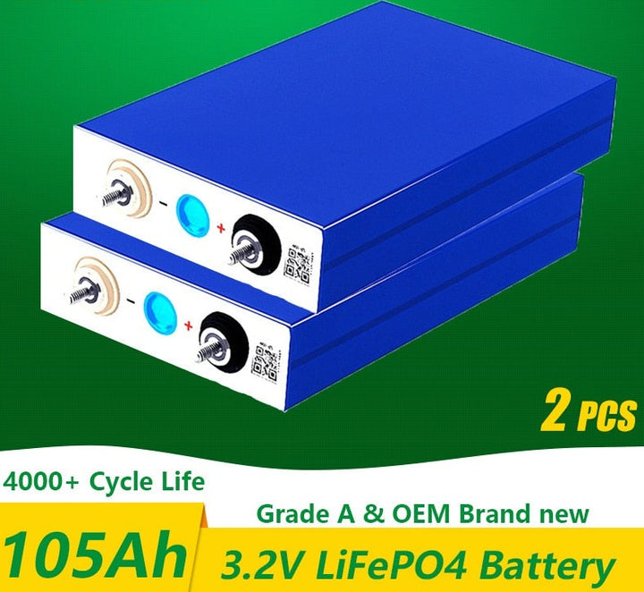 2PCS 3.2V 105Ah LiFePO4 battery phospha DIY 12V 24V Electric