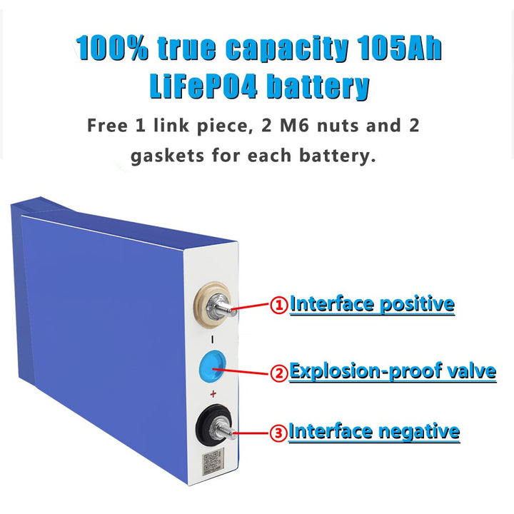 1PCS 3.2V 105Ah lifepo4 battery 3C discharge DIY 12V 24V Electric