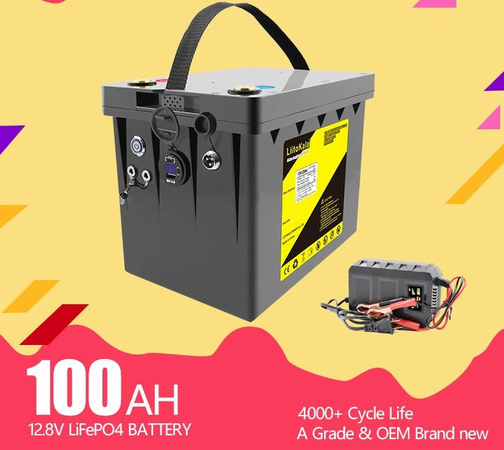 12V 100ah 120ah Rechargeable battery pack Inverter 5V PD